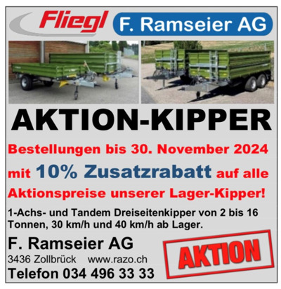 3-Seiten Kipper Fliegl AKTION von 2 bis 16 Tonnen