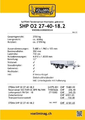 Autoanhänger Stema Hochlader