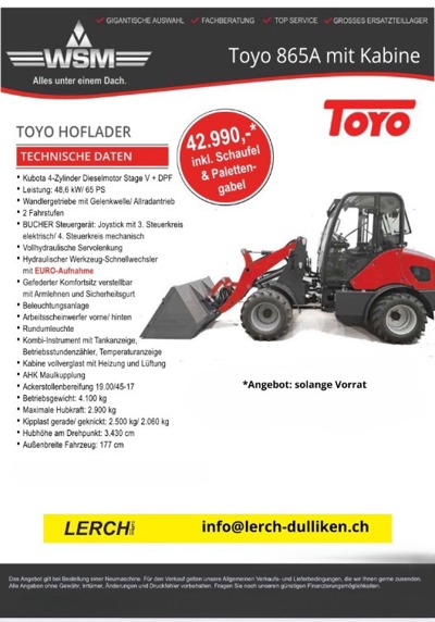 Hoflader Toyo 865A mit Kabine