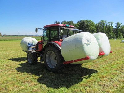 Doppel-Rundballengabel für Silo-, Heu- Strohrundballen - Zeit und Überfahrten sparen! Double fourche