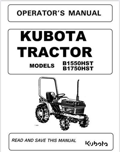 Kubota Traktor B 1750 HD HST Bedienungsanleitung Englisch