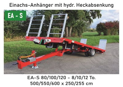 BECK - EA-S | Einachs-Anhänger mit hydr. Heckabsenkung | Remorque à un essieu avec abaissement hydra