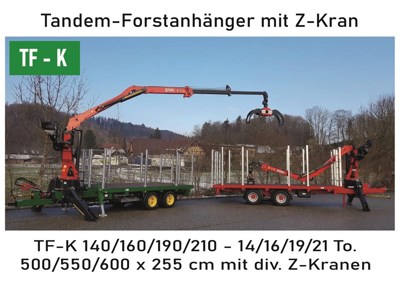 BECK - TF-K | Tandem-Forstanhänger mit Z-Kran | Tandem remorque forestière avec grue Z