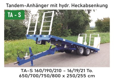 BECK - TA-S | Tandem-Anhänger mit hydr. Heckabsenkung | Remorque tandem avec abaissement hydraulique