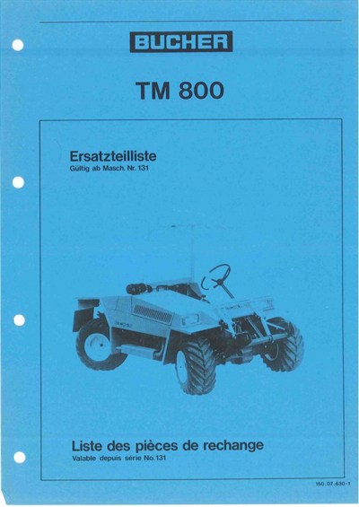Bucher, TM 800 Ersatzteilliste