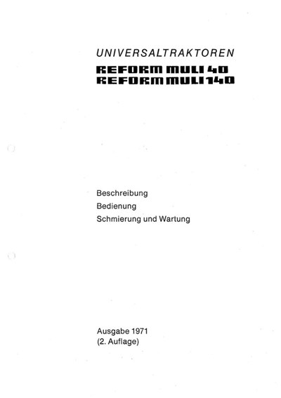 Reform Muli 40 / 140 Bedienungsanleitung DE